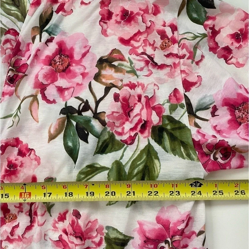 Show Me Your Mumu White Pink Rose Garden of Blooms Open Front Kimono ONE SIZE